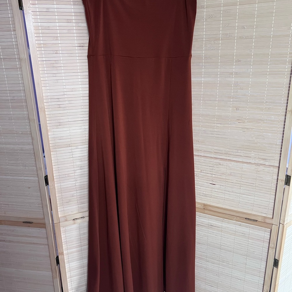 Elegant Rust Brown Sleeveless Dress